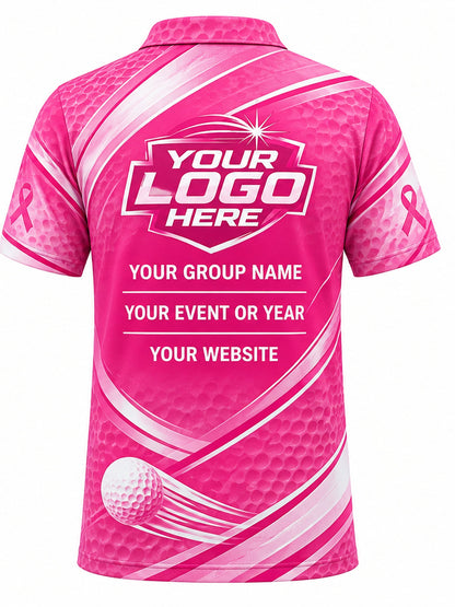 GLF018 - Custom Golf Polo - Pink Charity Birdie - back