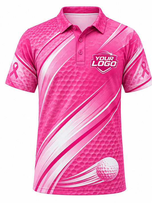 GLF018 - Custom Golf Polo - Pink Charity Birdie - front