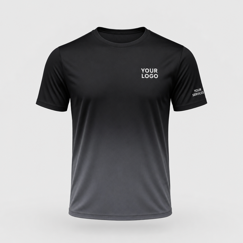 Gradient Midnight Fade custom pressure washing shirt — logo printed front, back and sleeves