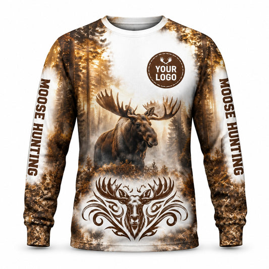 HG001 - Custom Hunting Guide Shirt - Woodland Moose - front