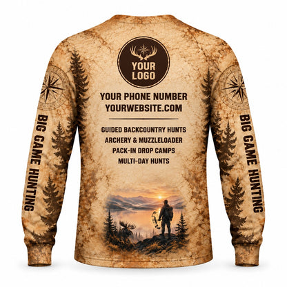 HG002 - Custom Hunting Guide Shirt - Vintage Map Moose - back