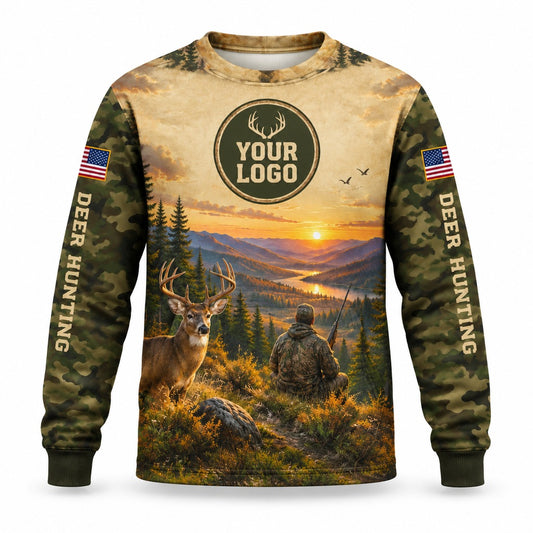 HG003 - Custom Hunting Guide Shirt - Flag Camo Mountain - front