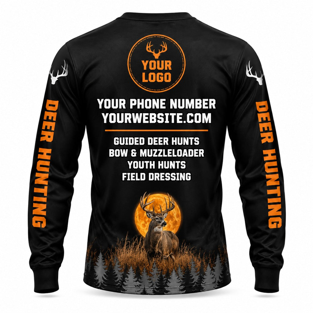 HG005 - Custom Hunting Guide Shirt - Orange Moon Buck - back