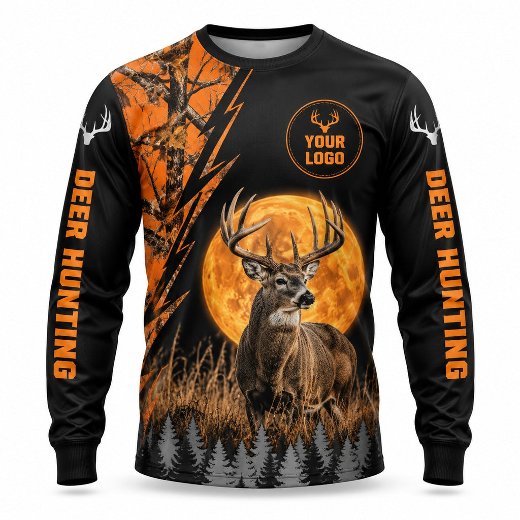 HG005 - Custom Hunting Guide Shirt - Orange Moon Buck - front