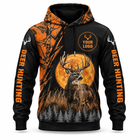 HG005 - Custom Hunting Guide Hoodie - Orange Moon Buck - front
