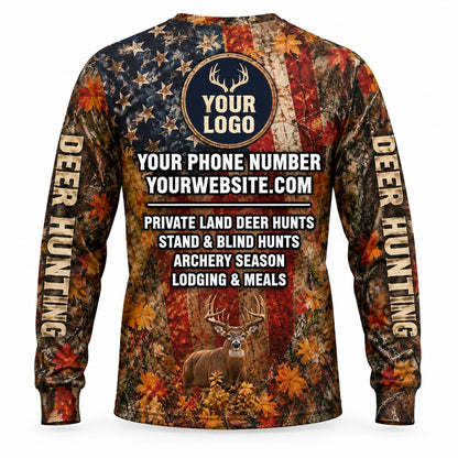 HG007 - Custom Hunting Guide Shirt - Autumn Flag Buck - back