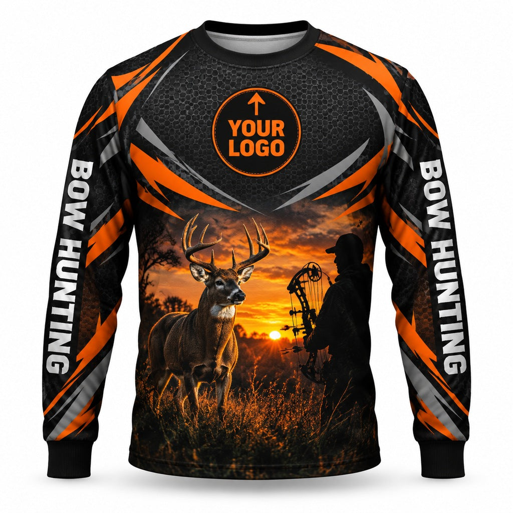 HG008 - Custom Hunting Guide Shirt - Orange Arrow Archer - front