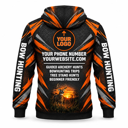 HG008 - Custom Hunting Guide Hoodie - Orange Arrow Archer - back