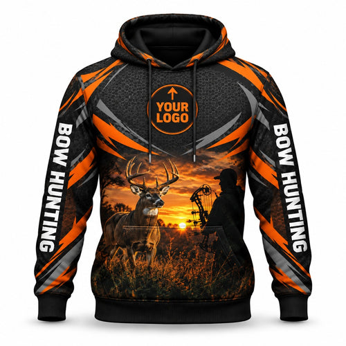HG008 - Custom Hunting Guide Hoodie - Orange Arrow Archer - front
