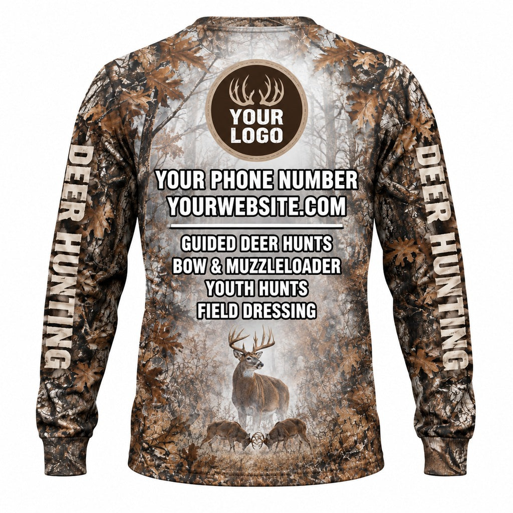 HG009 - Custom Hunting Guide Shirt - Misty Forest Bucks - back