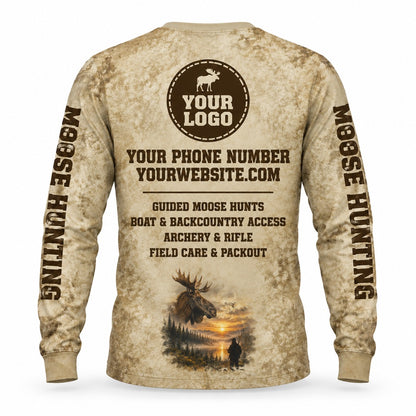 HG011 - Custom Hunting Guide Shirt - Khaki Moose Lake - back
