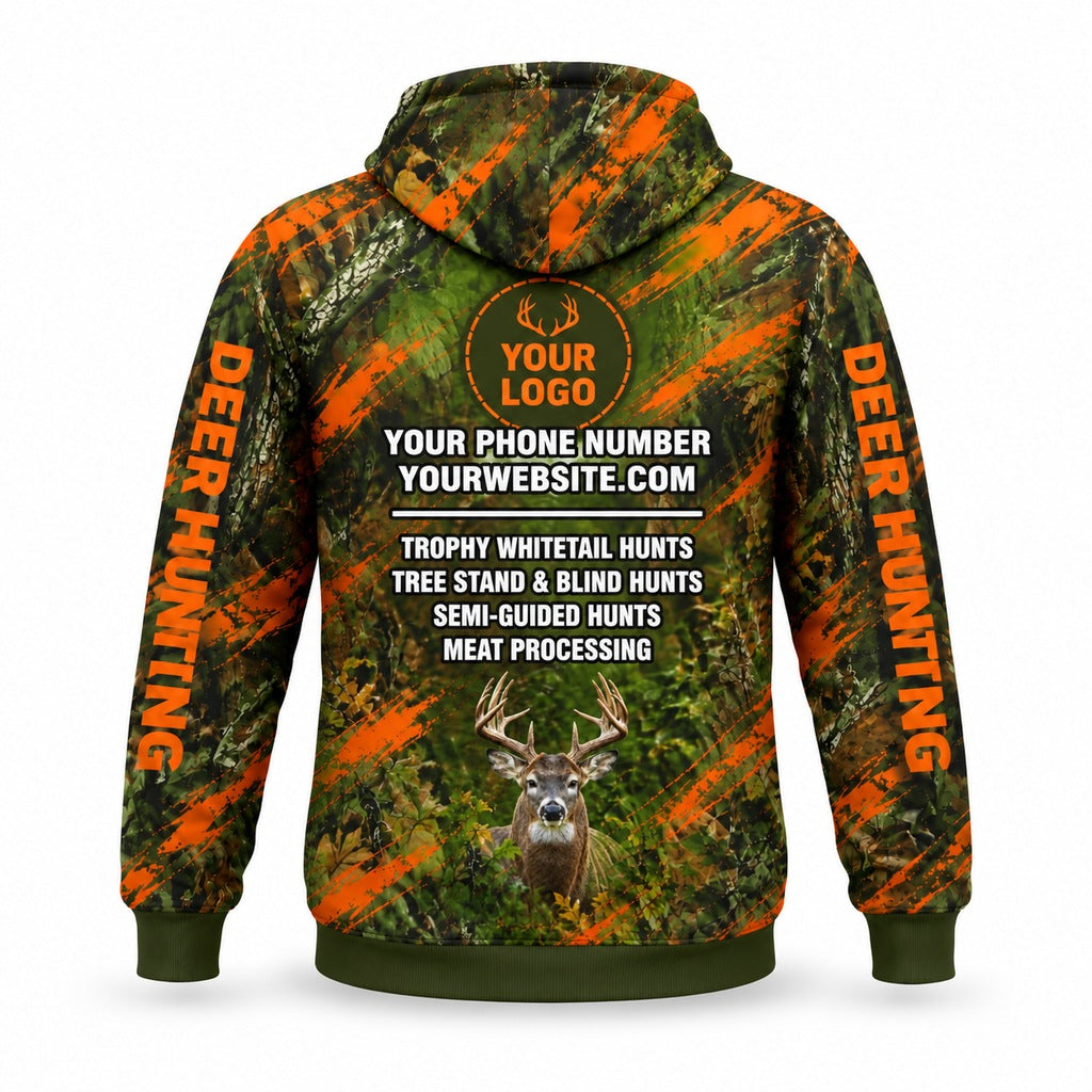 HG014 - Custom Hunting Guide Hoodie - Orange Scratch Buck - back