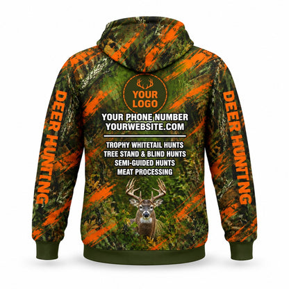 HG014 - Custom Hunting Guide Hoodie - Orange Scratch Buck - back