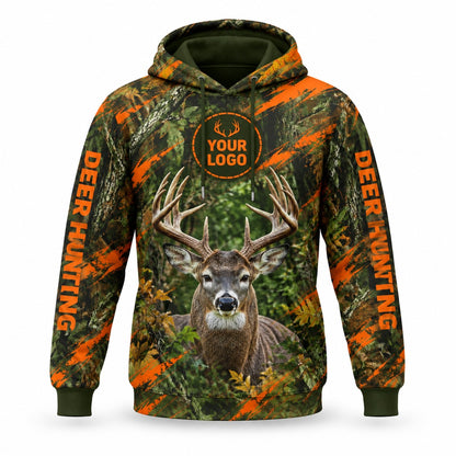 HG014 - Custom Hunting Guide Hoodie - Orange Scratch Buck - front