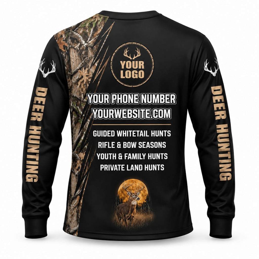 HG018 - Custom Hunting Guide Shirt - Brown Moon Buck - back