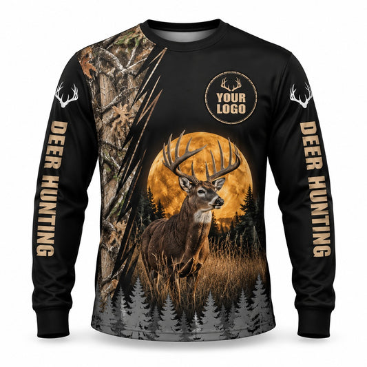 HG018 - Custom Hunting Guide Shirt - Brown Moon Buck - front