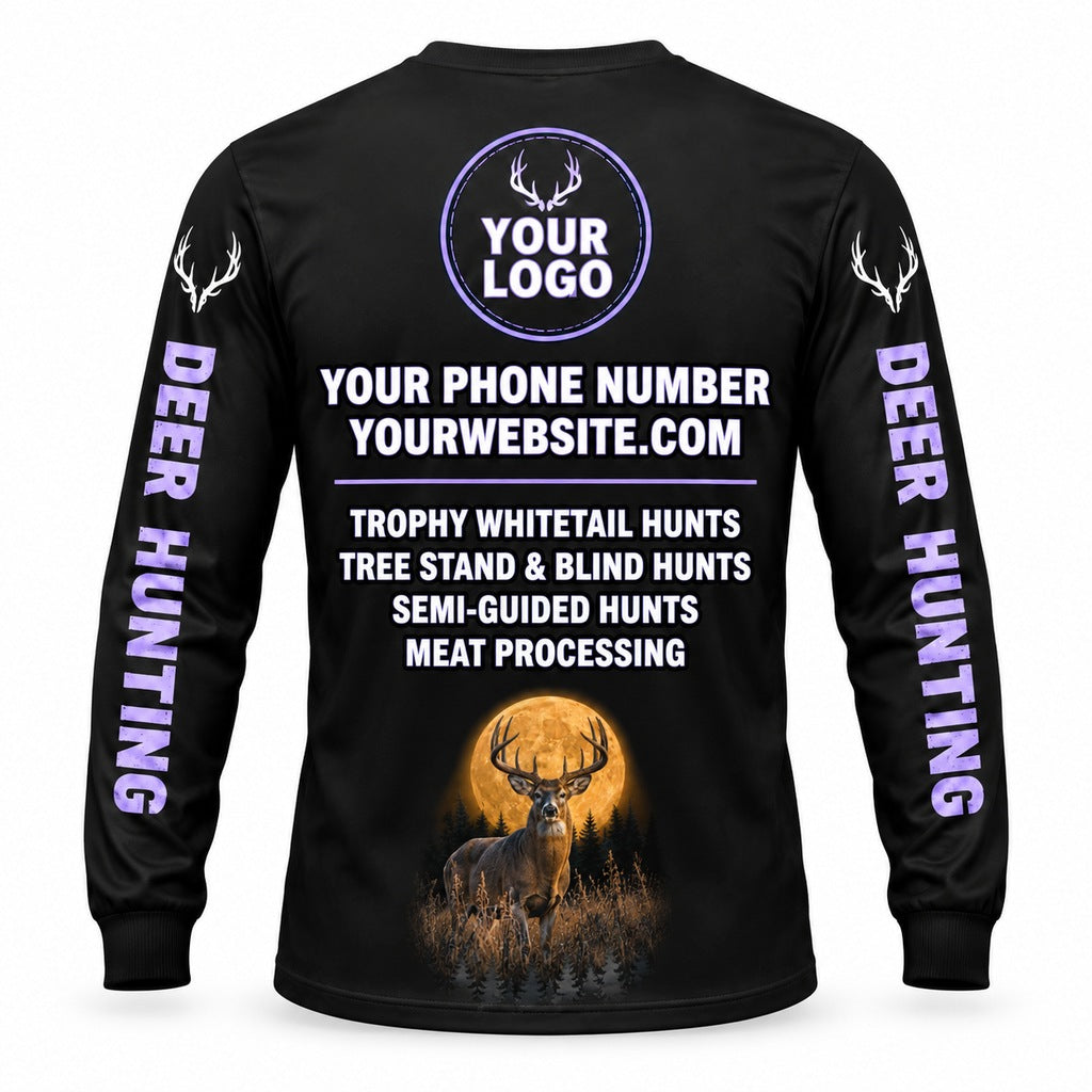 HG019 - Custom Hunting Guide Shirt - Purple Moon Buck - back