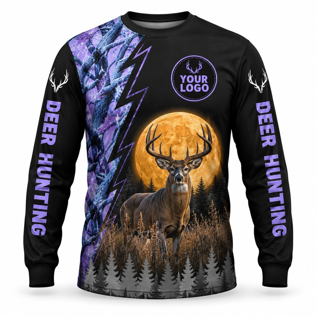 HG019 - Custom Hunting Guide Shirt - Purple Moon Buck - front