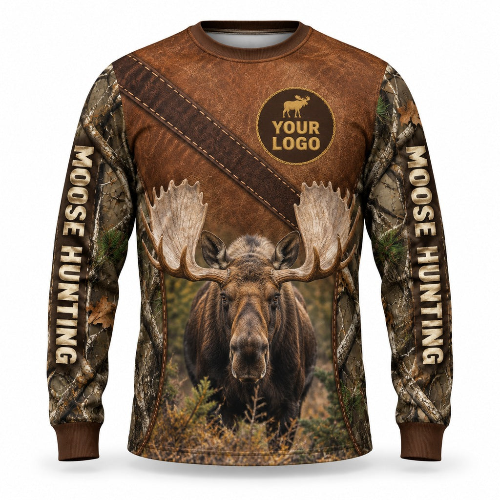 HG021 - Custom Hunting Guide Shirt - Leather Strap Moose - front
