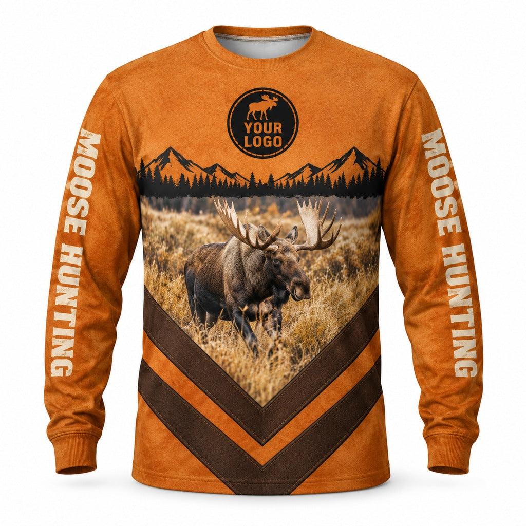 HG023 - Custom Hunting Guide Shirt - Chevron Moose - front