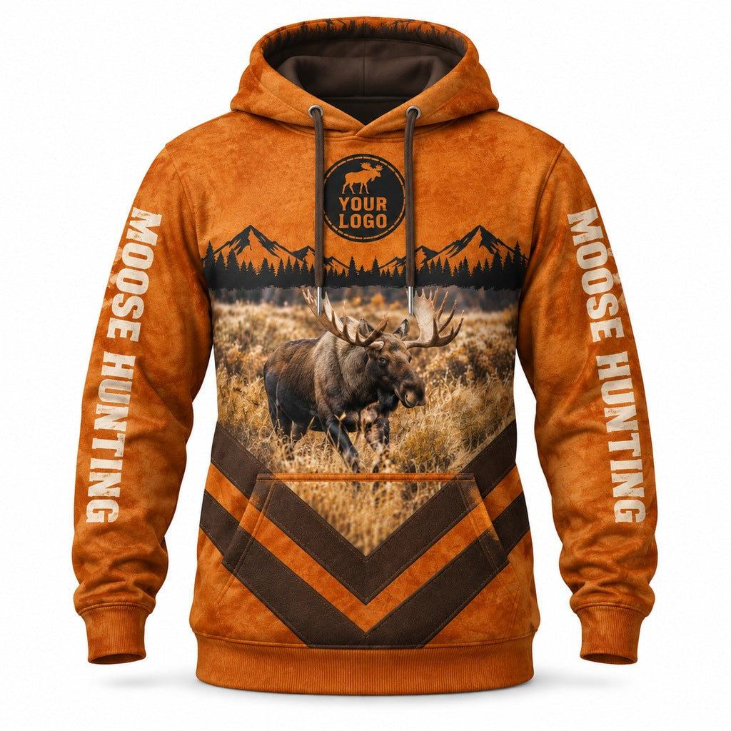 HG023 - Custom Hunting Guide Hoodie - Chevron Moose - front