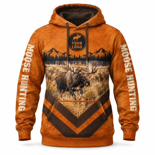 HG023 - Custom Hunting Guide Hoodie - Chevron Moose - front