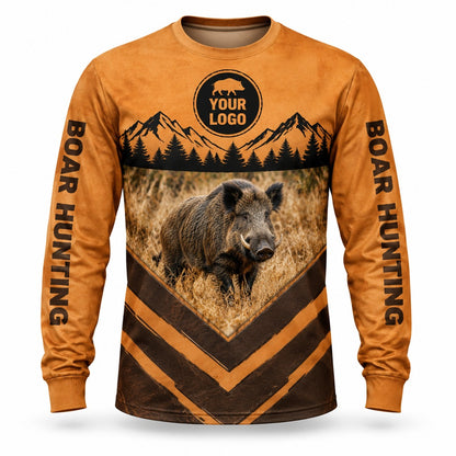 HG024 - Custom Hunting Guide Shirt - Chevron Boar - front