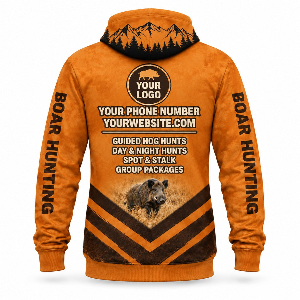 HG024 - Custom Hunting Guide Hoodie - Chevron Boar - back