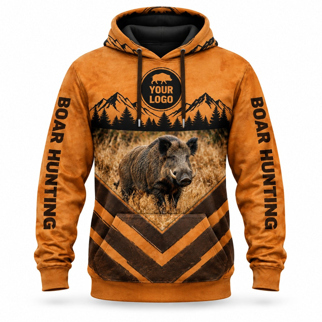 HG024 - Custom Hunting Guide Hoodie - Chevron Boar - front