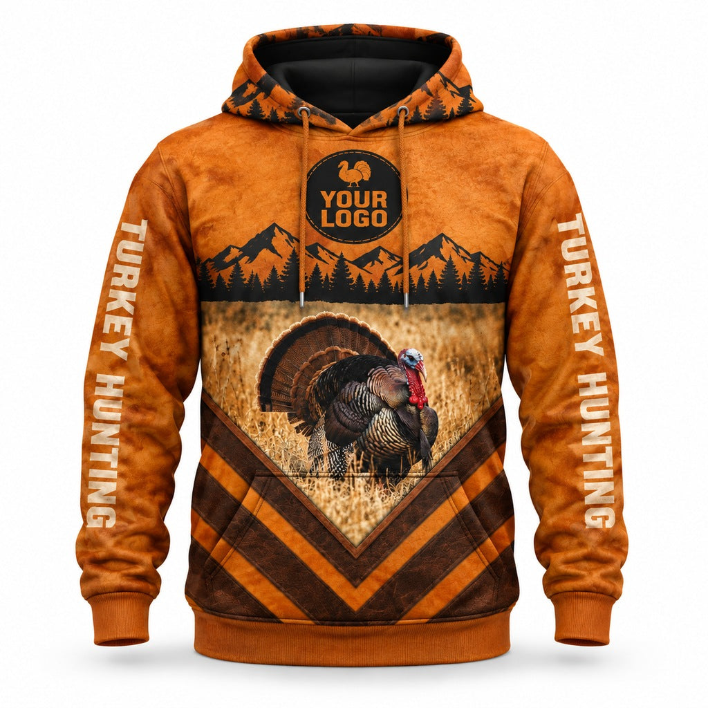 HG025 - Custom Hunting Guide Hoodie - Chevron Turkey - front
