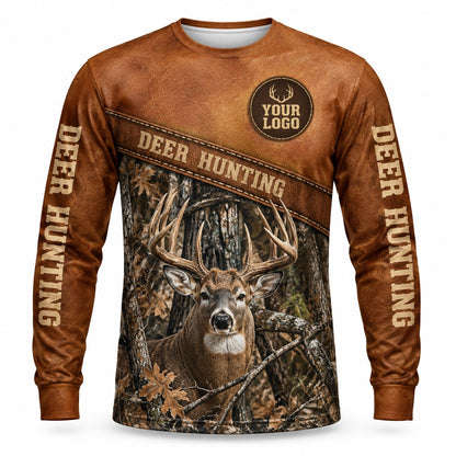 HG030 - Custom Hunting Guide Shirt - Leather Label Deer - front