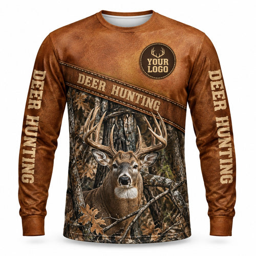 HG030 - Custom Hunting Guide Shirt - Leather Label Deer - front