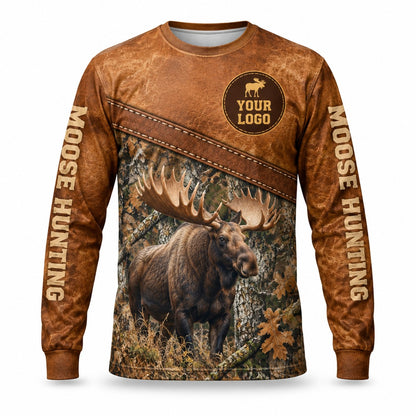 HG031 - Custom Hunting Guide Shirt - Leather Label Moose - front