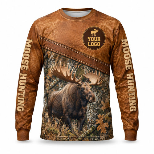 HG031 - Custom Hunting Guide Shirt - Leather Label Moose - front