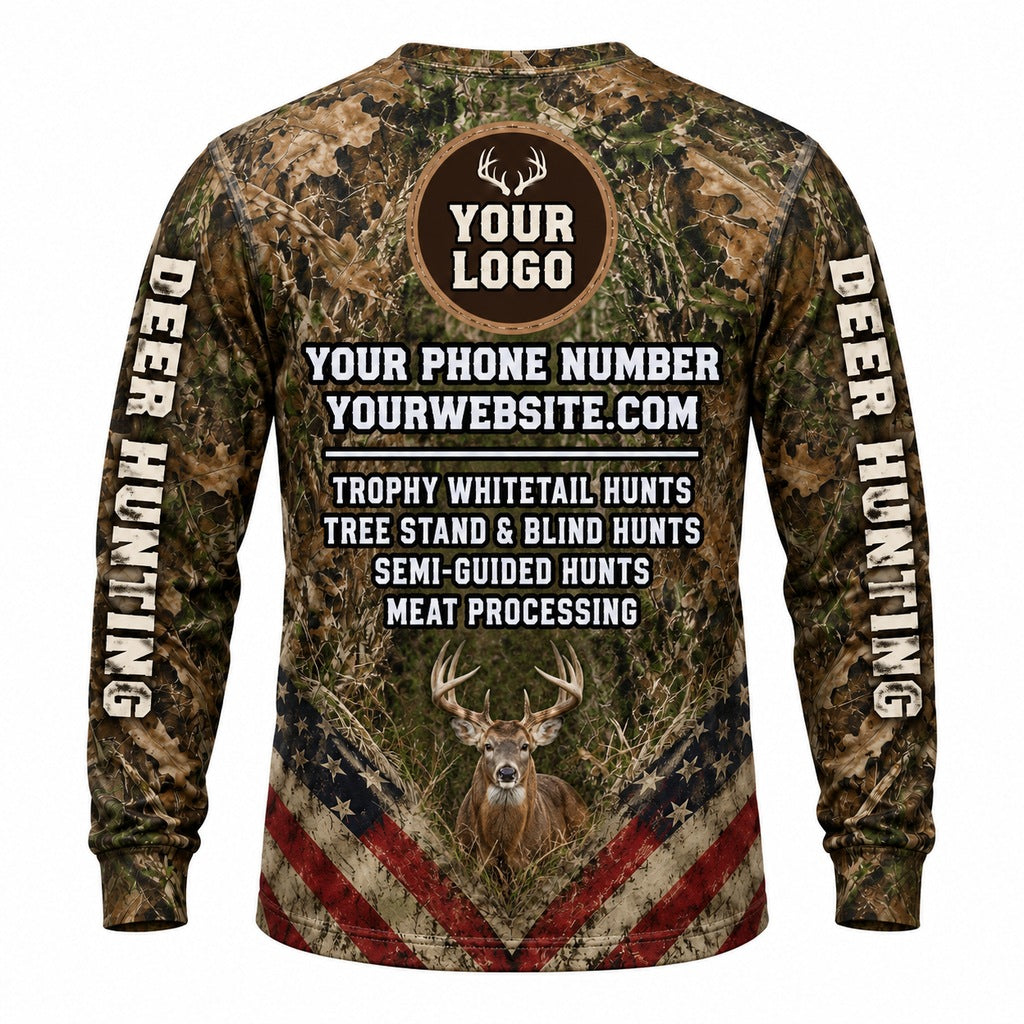HG032 - Custom Hunting Guide Shirt - Flag Chevron Buck - back