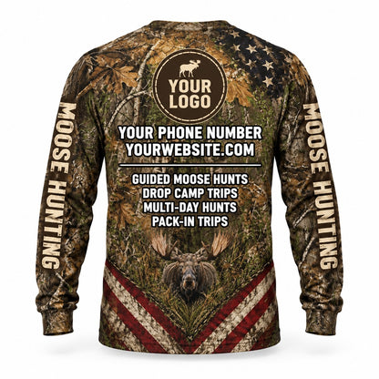 HG033 - Custom Hunting Guide Shirt - Flag Chevron Moose - back