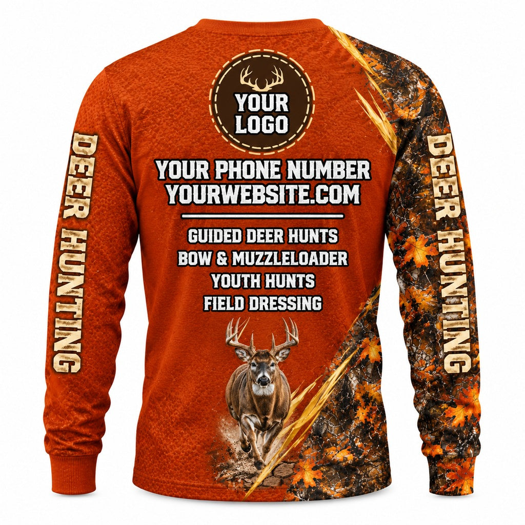 HG034 - Custom Hunting Guide Shirt - Rust Orange Buck - back