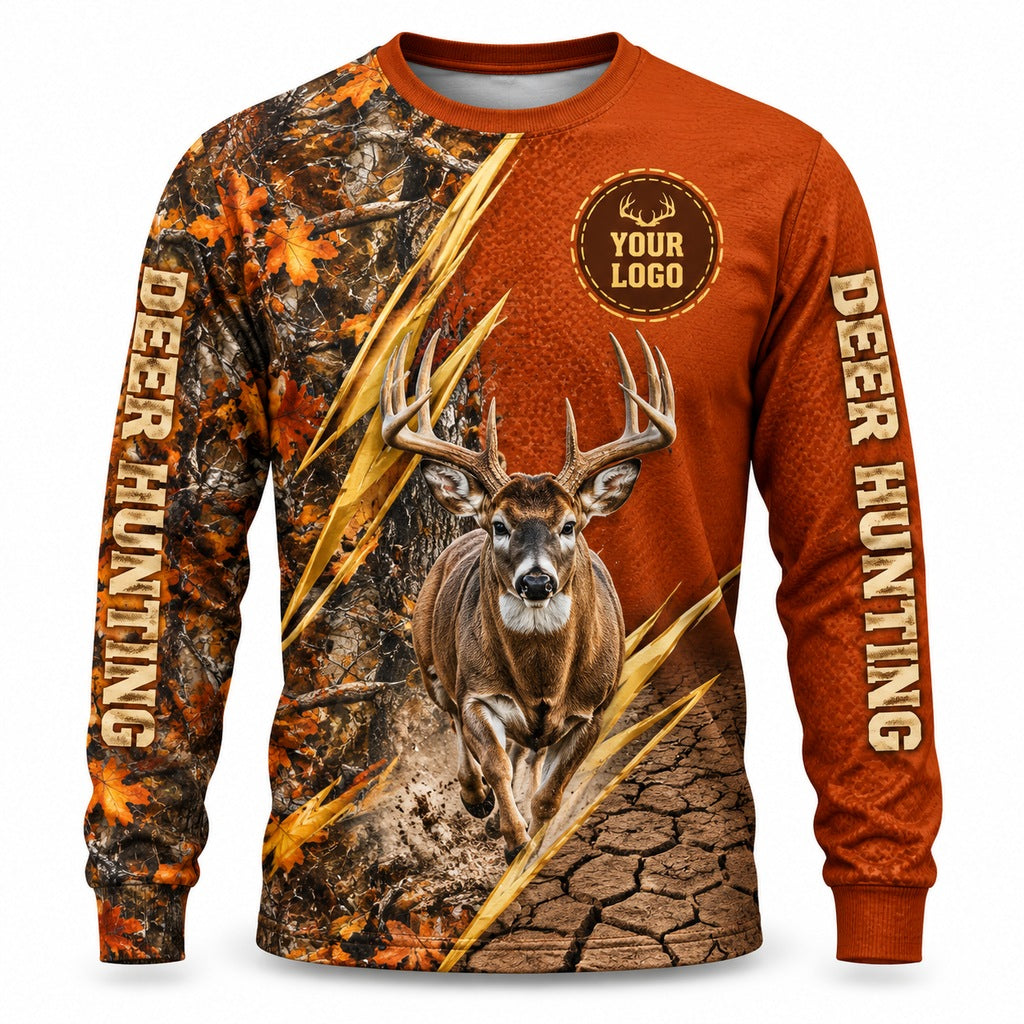 HG034 - Custom Hunting Guide Shirt - Rust Orange Buck - front