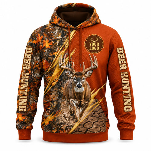 HG034 - Custom Hunting Guide Hoodie - Rust Orange Buck - front