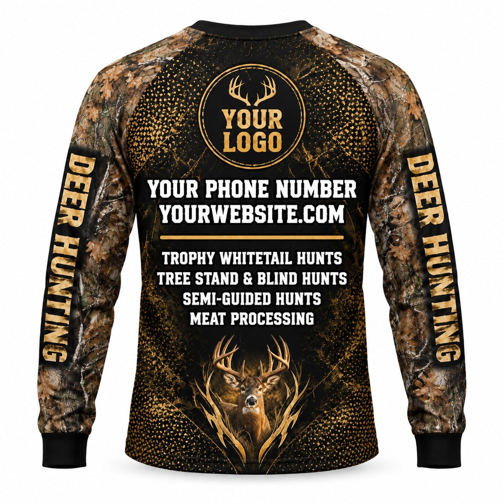 HG036 - Custom Hunting Guide Shirt - Gold Dot Brown Buck - back