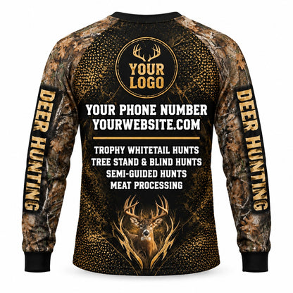 HG036 - Custom Hunting Guide Shirt - Gold Dot Brown Buck - back