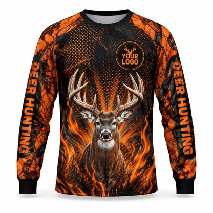 HG037 - Custom Hunting Guide Shirt - Orange Dot Buck - front