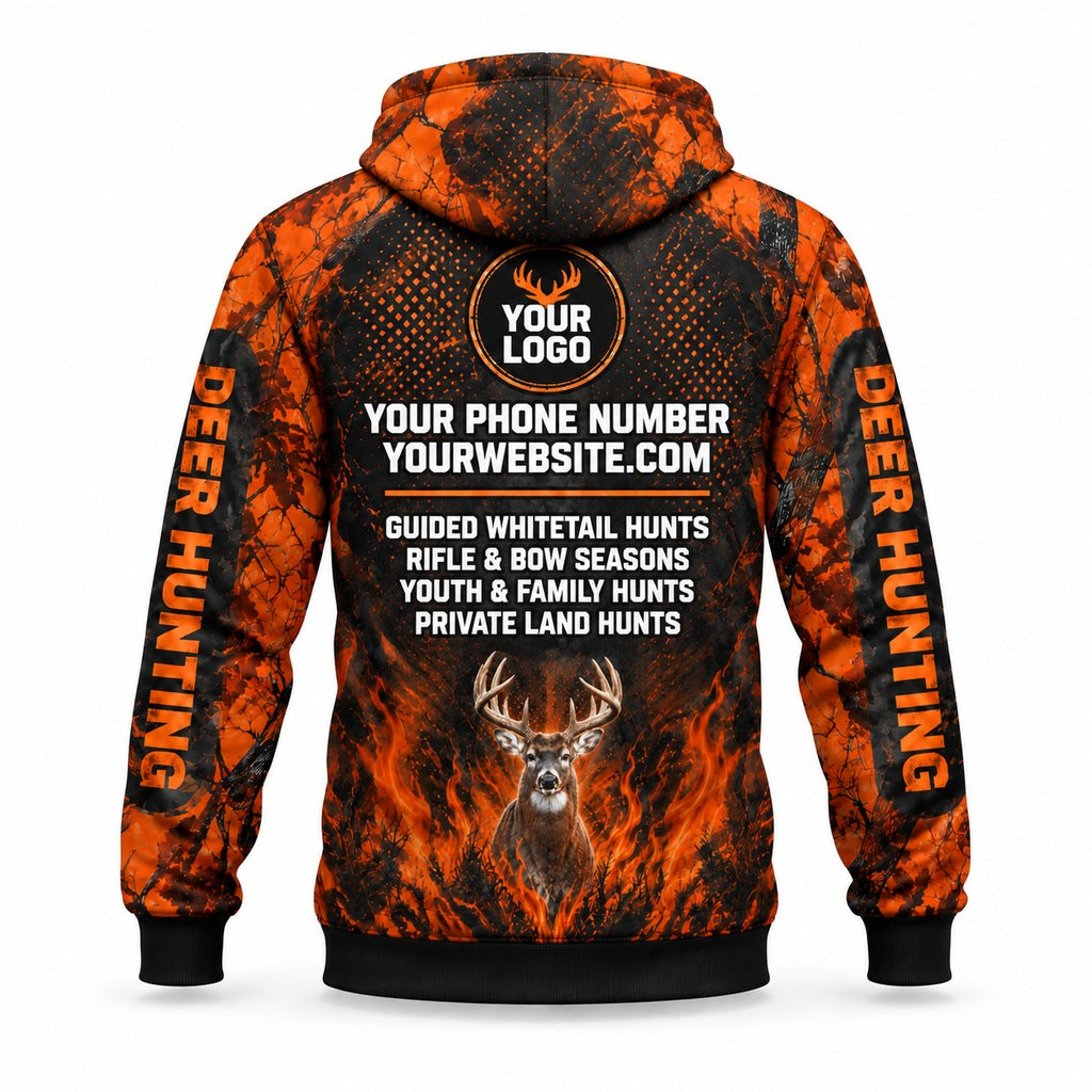 HG037 - Custom Hunting Guide Hoodie - Orange Dot Buck - back