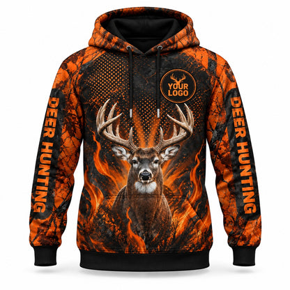 HG037 - Custom Hunting Guide Hoodie - Orange Dot Buck - front