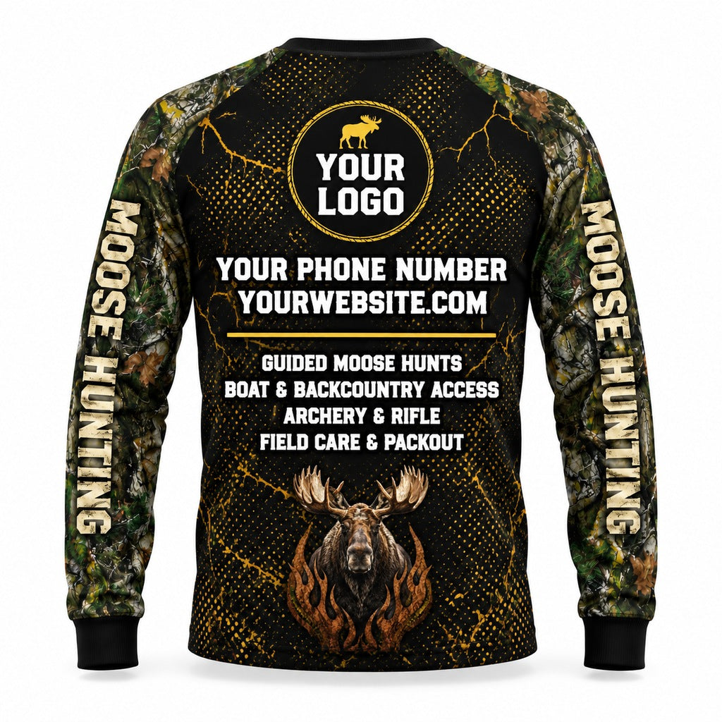 HG039 - Custom Hunting Guide Shirt - Green Dot Moose - back