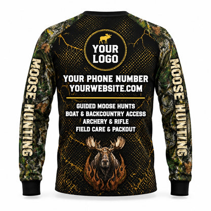 HG039 - Custom Hunting Guide Shirt - Green Dot Moose - back