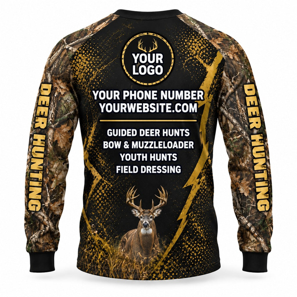HG040 - Custom Hunting Guide Shirt - Gold Lightning Buck - back