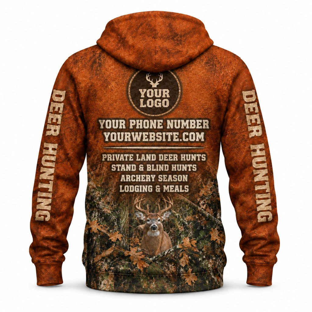 HG041 - Custom Hunting Guide Hoodie - Orange Leather Deer - back