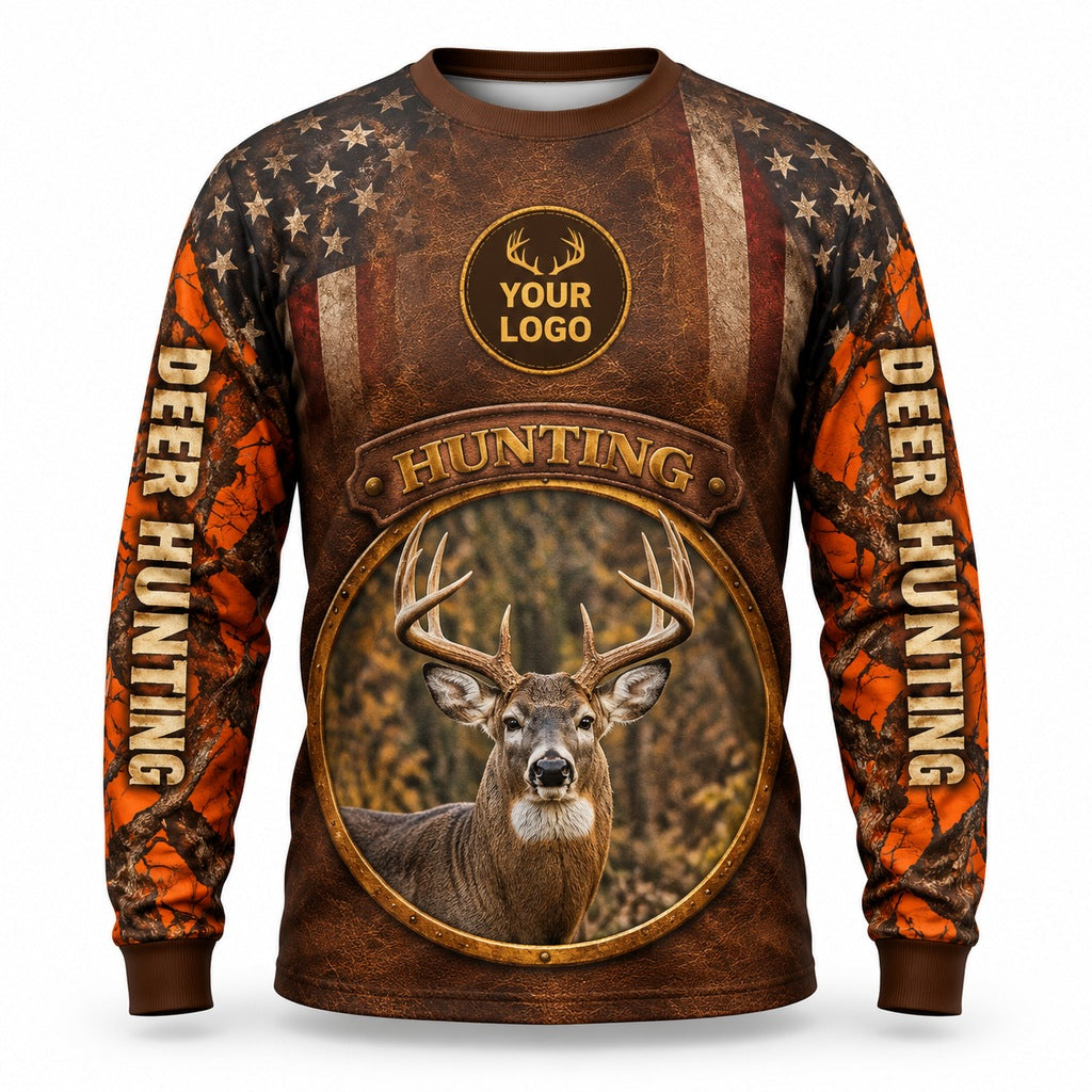 HG042 - Custom Hunting Guide Shirt - Premium Orange Flag - front
