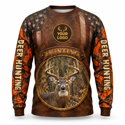 HG042 - Custom Hunting Guide Shirt - Premium Orange Flag - front